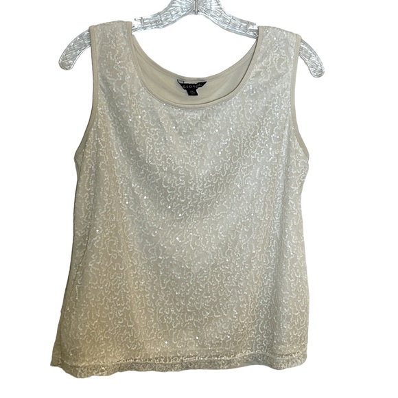 George Tops - George ivory sequin medium top. Lined with sequin overlay